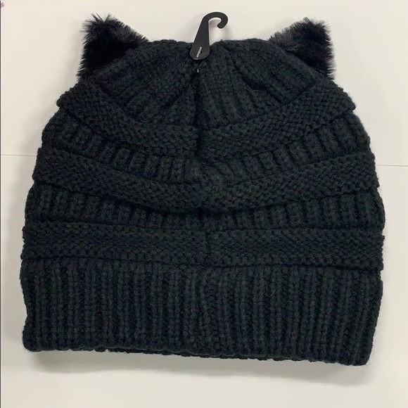 David & Young Cat Ears Beanie Black - Picture 2 of 4
